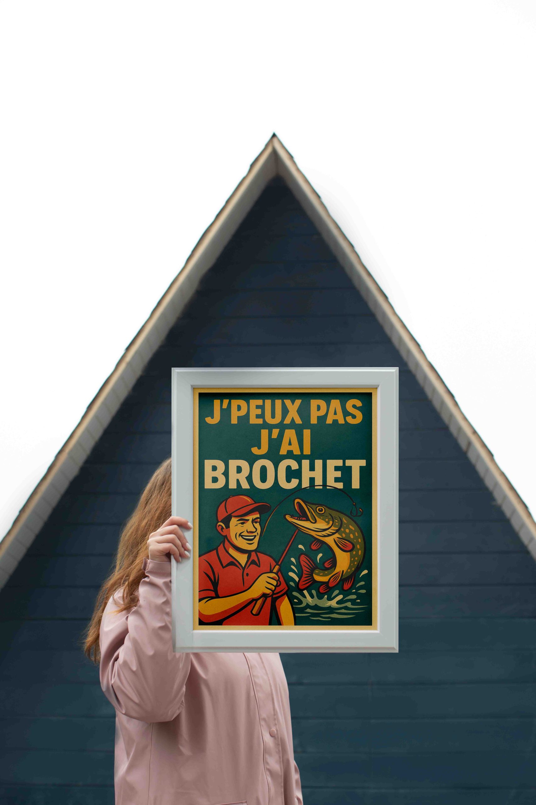Affiche pêche tenue en main
